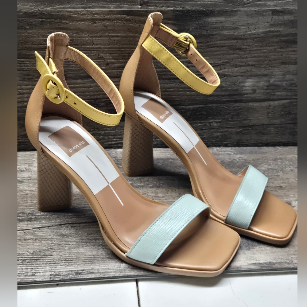 DV‎ DOLCE VITA Women's Beige Nude Mint  Bleeker Block Heel Heeled Sandal 7.5 New